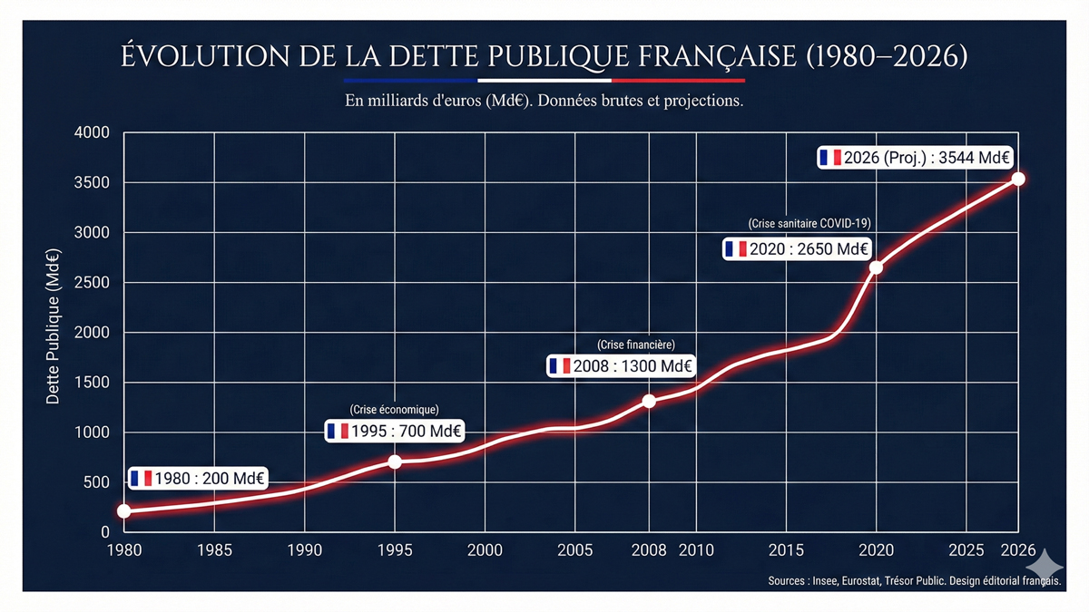 Évolution de la dette France 1980-2026